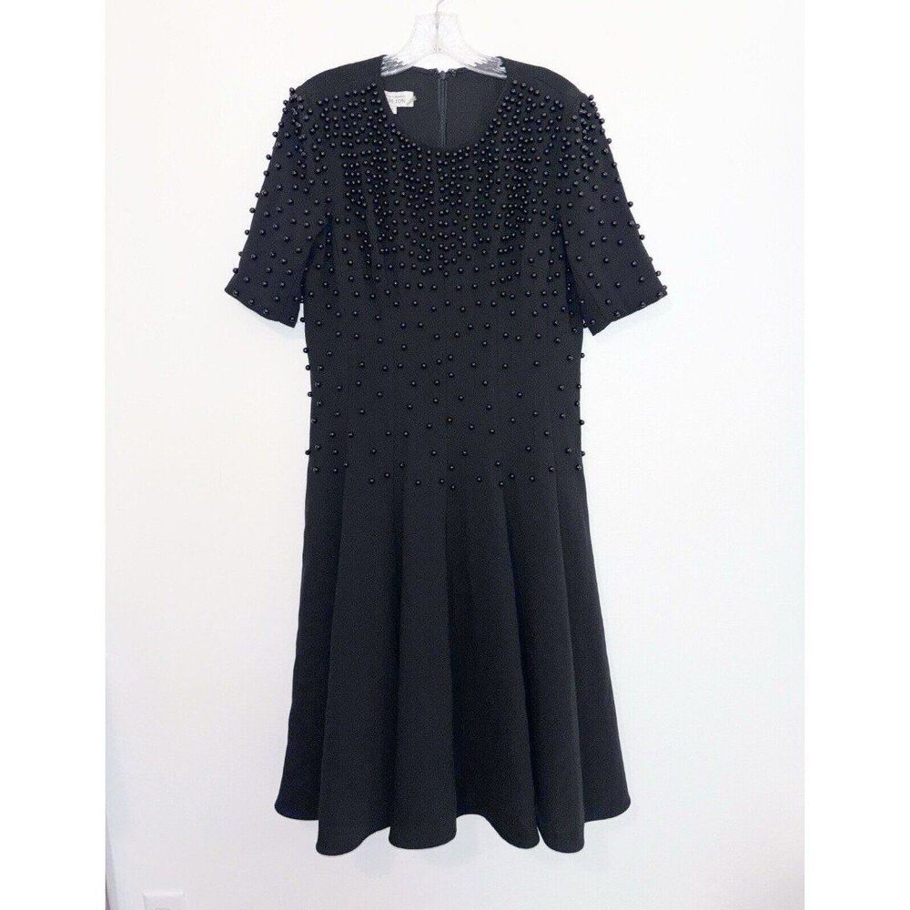 Rickie Freeman Teri Jon Black Beaded Fit And Flare Dress Size 6